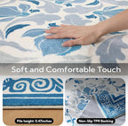 SOULFUL Medium Pile 3x5 Area Rug - Cozy Soft Underfoot Small Entryway Rug - Blue Boho Floral - Washable Non-Slip - Perfect for Living Room Bedroom Foot Kids Room Reading Nook