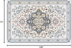 Phantoscope Washable Area Rug 6'x9' Non-Slip, Vintage Boho Rugs for Living Room, Bedroom, Dining Room, Persian Floral Medallion Pattern, Low-Pile Foldable Floor Carpet, Ivory Blue/Garden Bloom