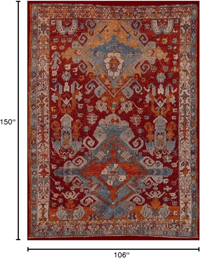LUXE WEAVERS Moroccan Floral Red 9x12 Area Rug for Living Room
