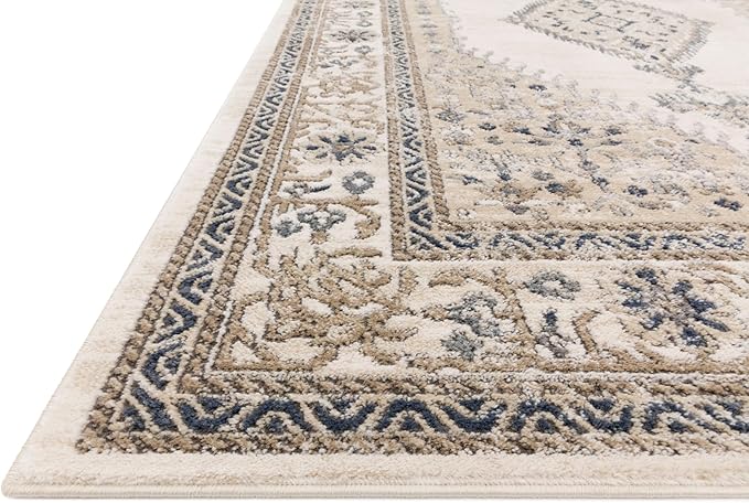Loloi Teagan Collection TEA-02 Oatmeal/Ivory 2'-8" x 4' Accent Rug, Large, Soft Neutral Rug, High-Traffic for Living Room, Bedroom, Home Office, Dining Area