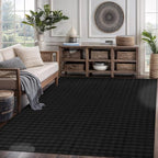 CAMILSON Modern Black Non Slip Rug 5x7 Ultra Soft High Pile Area Rugs Non Skid Rubber Backing Durable & Easy to Clean Carpet for Living Room Bedroom Kids Room Indoor Use (5 x 7 Black)