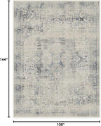 RUGGABLE Washable Vintage Area Rug – Kamran Blue Quartz 9x12, Stain-Resistant, Non-Slip – Large Machine Washable Rugs for Living Room, Bedroom, Hallway, Entryway & Office–with Cushioned Pad