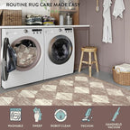 Lahome Moroccan Treills Area Rug - 3x5 Beige Rugs for Living Room Washable Entry Mat, Checkered Modern Soft Pet Friendly Indoor Accent Carprt for Coffee Table Bedroom Family Dinning Room Playroom