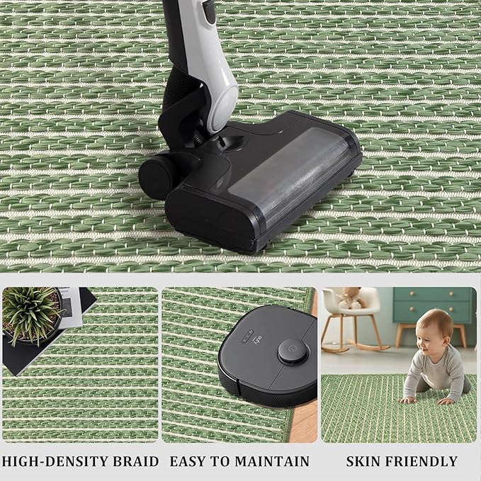 Braided Hallway Runner Rug,Super Absorbent Kitchen Mats for Floor,Non Slip Washable Kitchen Rugs,Quick Dry Boho Entryway Runner Rugs for Bathroom,Hallyways,Bedroom,24"x72",Sage Green