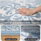 SOULFUL Medium Pile 2x3 Entryway Rug - Soft Foot Feel Small Area Rug - Mist Blue Boho Floral - Washable Non-Slip - Perfect for Hallway Kitchen Bedroom Bathroom Indoor Entrance