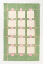 Greer Wool Area Rug - Soft Hand-Tufted Geometric Design with Pink and Green Color Palette, Perfect for Modern Home Decor (2.5x12 Ft)