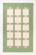 Greer Wool Area Rug - Soft Hand-Tufted Geometric Design with Pink and Green Color Palette, Perfect for Modern Home Decor (7x10 Ft)