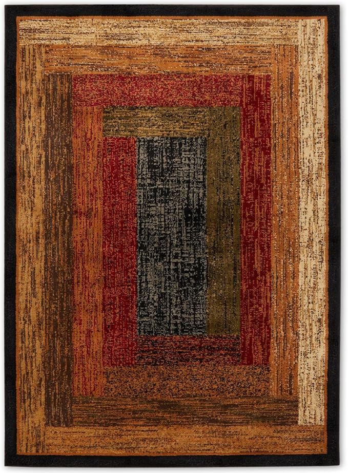 Home Dynamix Royalty Vega Contemporary Geometric Area Rug, Black/Brown, 5'2"x7'2"