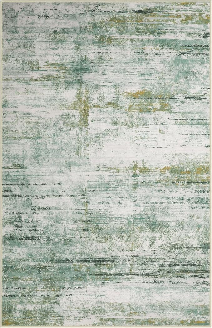 8x10 Abstract Area Rugs for Living Room, Modern Washable Indoor Rug for Bedroom, Thin Soft Large Non-Slip Carpet for Dining Room Home Office Farmhouse Decor - Abstract Army Green