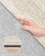 Art&Tuft Non-Slip Runner Rug - 2.5x10 Runner Rug Washable Low-Pile Rugs Runners, Soft Distressed Carpet Runner for Bedroom Bathroom Kitchen Laundry Living Room, Beige