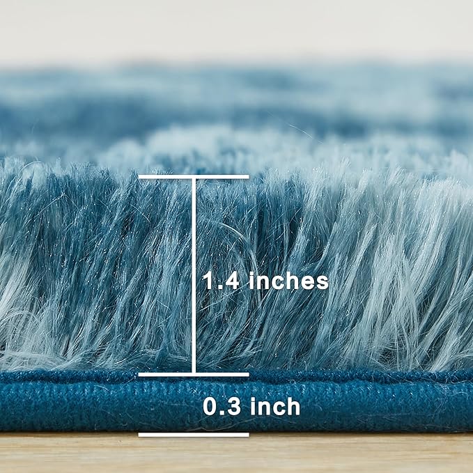 Andency Soft Area Rugs for Living Room Bedroom, 3x5 Non-Slip Fluffy Shag Carpet, Indoor Floor Fuzzy Shaggy Living Room Plush Rug for Kids Dorm Nursery Home Decor Aesthetic, Tie-Dyed Navy Blue