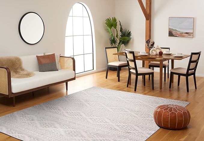 SAFAVIEH Area Rug 10x13 - Tulum Collection - Large - Ivory & Light Grey, Moroccan Boho Tribal Design, Non-Shedding & Easy to Clean, Ideal for Living Room, Bedroom, Dining Space (TUL272G)