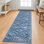 KILOCOCO Runner Rug 2x6 Hallway Runner Rugs Washable Kitchen Runners Non Slip Printed Distressed Blue Laundry Room Rug, Low-Pile Soft Rug Runners for Entryway Bedroom Living Room Bathroom