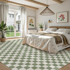 LIVEBOX 9x12 Area Rugs for Living Room, Checkered Non-Slip Washable Rugs, Farmhouse Neutral Classic Geometric Large Boys Area Rug for Bedroom, Carpet for Living Dining Room Office(Sage Green,9'x12')