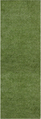 Ottomanson 2'7" x 13' Artificial Faux Grass Rug - Realistic Turf with UV Protection - Perforated for Easy Drainage - Durable, Hose-Off Synthetic Lawn Carpet for Indoor & Outdoor Use, Green