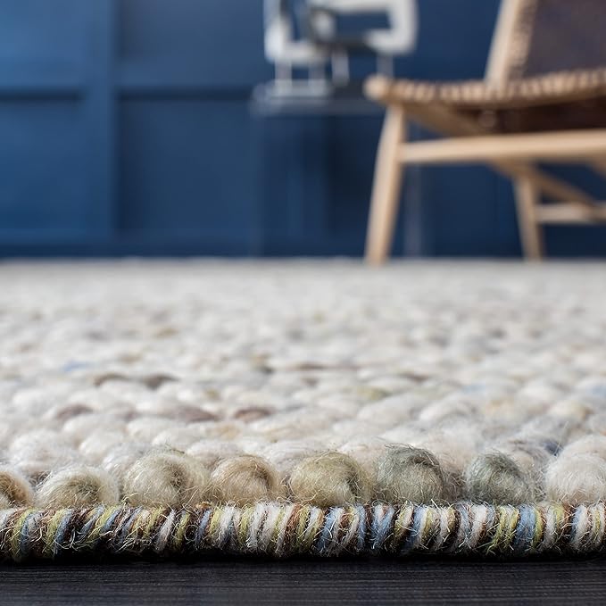 Safavieh Natura Collection Accent Rug - 3' Round, Ivory & Multi, Handmade Wool Blend, Textured Design, Ideal for Living Room, Bedroom, Dining Space (NAT620D)