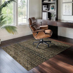 4x6 Machine Washable Area Rug for Living Room, Brown Black Vintage Moroccan Rug Large Non-Slip Low Pile Soft Faux Wool Carpet, Kids and Pets Friendly for Bedroom Dining Room Farmhouse Home Decor Rug