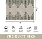HelloTree Area Rug 3x5 Geometric Rug,Washable Modern Neutral Stain Resistant Indoor Carpet Boho Living Room Moroccan Rugs Fluffy Rug for Living Room Bedside Room Decor for Family-Cream