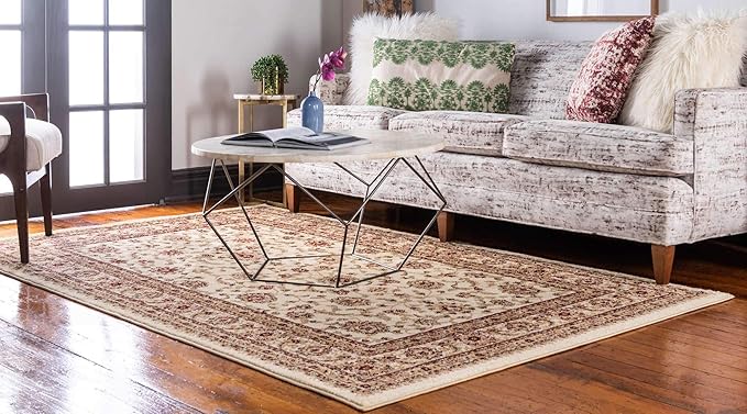 Unique Loom Voyage Collection Traditional Oriental Classic Intricate Design Area Rug (5' 0 x 8' 0 Rectangular, Ivory/Gold)