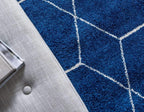 Unique Loom Trellis Frieze Collection Area Rug - Geometric (5' Square, Navy Blue/ Ivory)