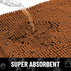 Smiry Dog Door Mat for Muddy Paws, Absorbent Dirt Trapper Non Slip Quick Dry Washable Chenille Mat for Mud Dogs, Entry Rug for Indoor and Outdoor (36x24 Inches, Ochre and Black)