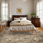 Lahome Vintage 6x9 Washable Brown Rugs for Living Room Bedroom, Soft Dining Room Rugs for Under Table, Non Slip Indoor Throw Carpet for Entryway Kitchen Office (6x9ft,Brown)