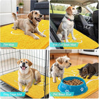 OLANLY Dog Door Mat for Muddy Paws 36x24, Paw Print Design, Absorbs Moisture and Dirt, Absorbent Non-Slip Washable Doormat, Quick Dry Chenille Mud Mat for Dogs, Entry Indoor Entryway Carpet, Yellow