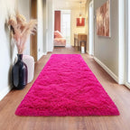 Hot Pink Runner Rug for Hallway, Bedroom Bedside Plush Rugs, Non Slip Fluffy Shaggy Carpet for Kids Home Decor, Dorm Nursery 2x6 Ft