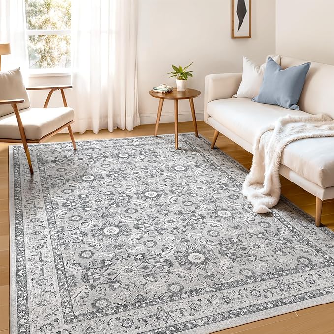 WITSHOCK Living Room Area Rugs 5x7: Soft Non-Slip Backing Washable Rugs Vintage Large Carpet for Bedroom Office Dining Room Kitchen Stain Resistant Home Decor Rug
