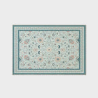 EVERGRACE Area Rugs for Living Room 4x6, Boho Floral Faux Wool Indoor Outdoor Rugs, Washable Rugs for Bedroom Entryway Dining Room Hallyway, Low Pile Floor Mat Carpet for Home Decor, Pale Blue
