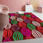 Bohemian Pop Art Striped Balloon Pattern Rug for Living Room Bedroom Nursery Room Dining Room Home Office Study Room Vibrant Red and Green Kitchen Hallway Indoor Washable Area Carpet 5x7