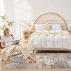 Washable Runner Rug for Hallway: 3x12 Neutral Modern Abstract Low Pile Area Rug with Non-Slip Backing - Carpet for Bedroom Kitchen Laundry Entryway Bathroom Indoor - Grey Brown