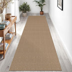 Braided Runner Rug 3x8 Ft Washable Runners for Hallways Non Slip Kitchen Runner Rug Cotton Entryway Runner Indoor, Woven Floor Carpet for Hall Kitchen Bedroom, Orange/Tan/Brown