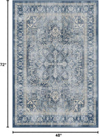 RUGGABLE Washable Area Rug – Kamran Admiral Blue 4x6, Stain-Resistant, Non-Slip – Medium Machine Washable Rugs for Living Room, Bedroom, Hallway, Entryway & Office–with Cushioned Pad