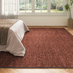 Eleisa Modern Vintage 9x12 Herringbone Chevron Area Rug, Non-Slip Stain Resistant Washable Rug, Wine & Red Large Rug for Living Room, Farmhouse Carpet for Bedroom, Kitchen, Dining Room, Home Office