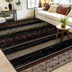 BESTSWEETIE 5x7 Area Rugs for Living Room Washable Moroccan Farmhouse Neutral Geometric Low Pile Non-Slip Soft Print Pattern Rug for Bedroom Kitchen Dining Room Entryway Black/Red/Brown/Cream/Yellow