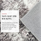 Modern Abstract Runner Rug 2x5, Grey Black Washable Kitchen Runner Entryway Rug Mat Non-Slip Soft Hallway Rug Runner Thin Print Faux Wool Carpet for Bedroom Laundry Room Indoor