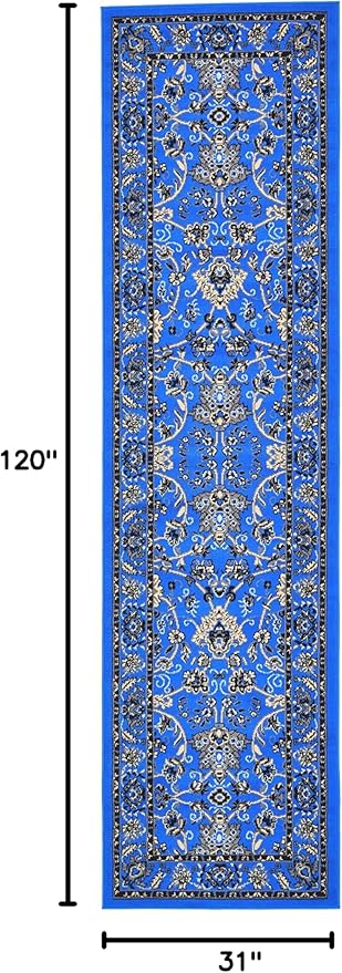 Unique Loom Sialk Hill Collection Area Rug - Washington (2' 7" x 10' Runner Dark Blue/Black)