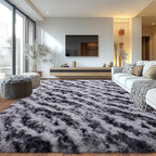 Large Shaggy Modern Shag Area Rug for Bedroom, Upgrade Non-Slip Plush Fluffy Carpet for Kids Room Home Decor, Plush Area Rug Tie Dye Stripes 9x12Ft