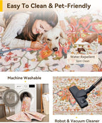 Area Rugs 2'x10' Washable Non-Slip, Floral Vintage Distress Print Pattern Medallion Carpet for Living Room Bedroom Dining Room, Light Pink Colorful