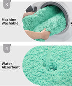 Bathroom Rug 20x32 Non Slip Fluffy Spa Blue Bath Mat for Bathroom Floor Washable Plush Luxury Bath Rug for Tub Soft Shaggy Absorbent Shower Sink Mat