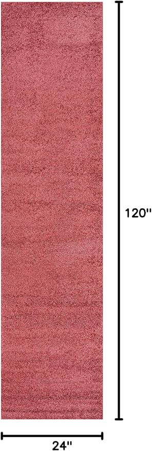 Eyely UES100E-210 Supersoft Haze Solid Low-Pile Indoor Runner Rug Casual;Contemporary;Solid;Traditional, Bedroom, Kitchen, Living Room, Easy-Cleaning, Non-Shedding, 2 X 10, Red