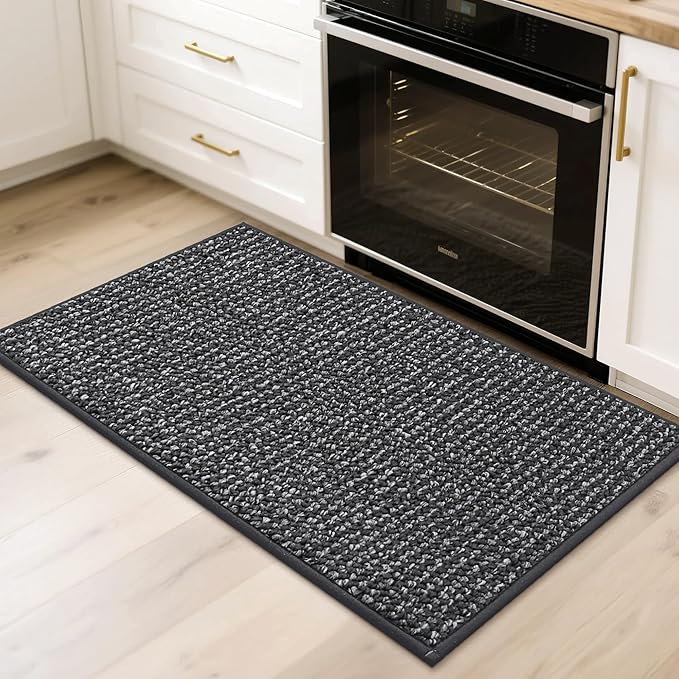BEQHAUSE 2x3 Entryway Rug Indoor Door Mat Non-Slip Washable, Hallway Rugs Absorbent & Stain Resistant Hall Carpet Runner Rugs for Entryway, Front Door Floor Mats Laundry Room Rugs for Entry, Charcoal