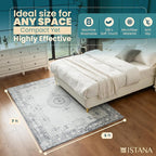Istana 5x7 Area Rug - Grey/Gold Rugs for Living Room 5x7 - Foldable Rugs for Bedroom - Stain Resistant Washable Rug - Eco-Friendly Boho Area Rugs - Easy to Clean Living Room Rug