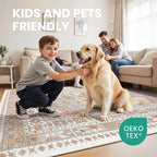 zesthome 8x10 Area Rugs for Living Room,Non-Slip Backing Washable Rugs,Vintage Large Area Rug，Stain Resistant Home Decor Rug (Orange,8'x10')