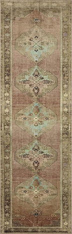 Loloi Magnolia Home by Joanna Gaines Sinclair Collection SIN-06 Clay/Tobacco 2'-3" x 7'-6", .25" Pile Height, Machine Washable, Runner Rug