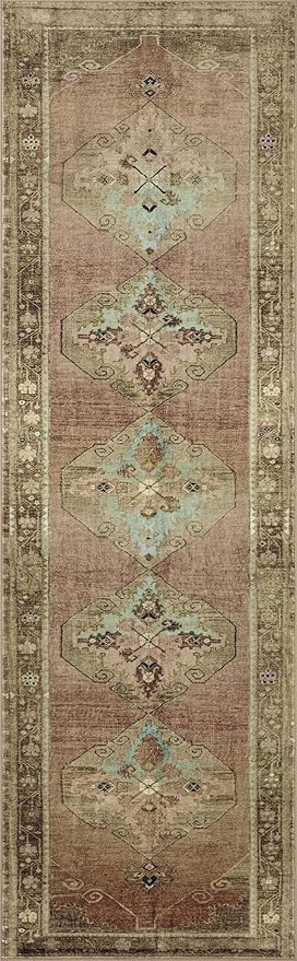 Loloi Magnolia Home by Joanna Gaines Sinclair Collection SIN-06 Clay/Tobacco 7'-6" x 9'-6", .25" Pile Height, Machine Washable, Area Rug