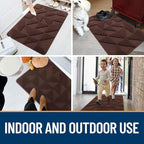 OLANLY Door Mats Indoor, Non-Slip, Absorbent, Dirt Resist, Entrance Washable Mat, Low-Profile Inside Entry Doormat for Entryway (71x47 inches, Dark Brown)