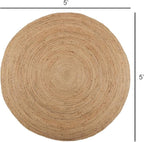 REDEARTH · Round Area Rug - 5 Feet Braided Natural Jute Rug- Artisan Made Reversible Boho Jute Rugs for Bedroom - Kitchen - Living Room - Farmhouse - Home Decor - Handmade Rustic Vintage Décor