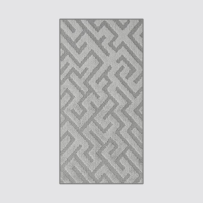 4ft Custom Fit Accent Runner Rug for Small Foyer - Deco Grey | Non-Slip | Washable & Edge Bound